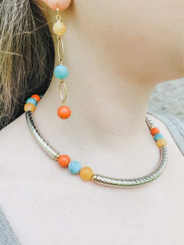 Sylvie Gabrielli Cheery Day Genuine Stone and Tube Bead Necklace for Women Online