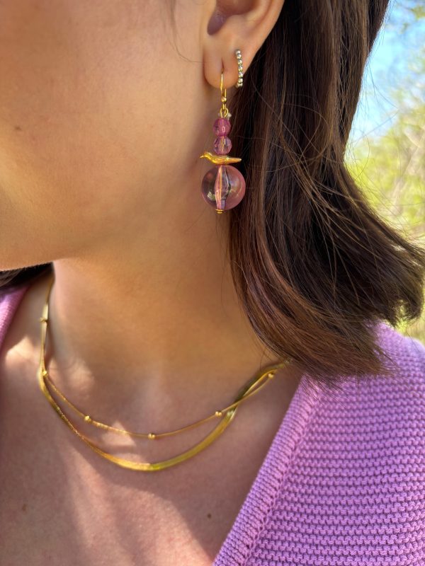 Spring Time Bird Accent Stacked Bead Drop Earrings Online now