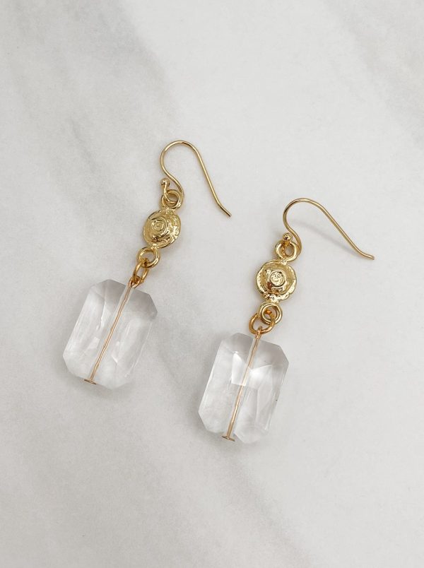 Clear Bead with Gold Detail Attachment Earrings Supply
