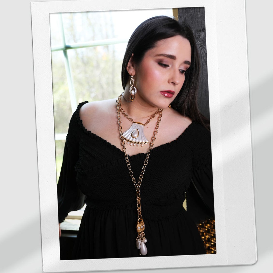 Sylvie Gabrielli My Heart Under Lock and Key Necklace with Vintage Elements and Freshwater Pearls, Handmade Women s Necklace Cheap