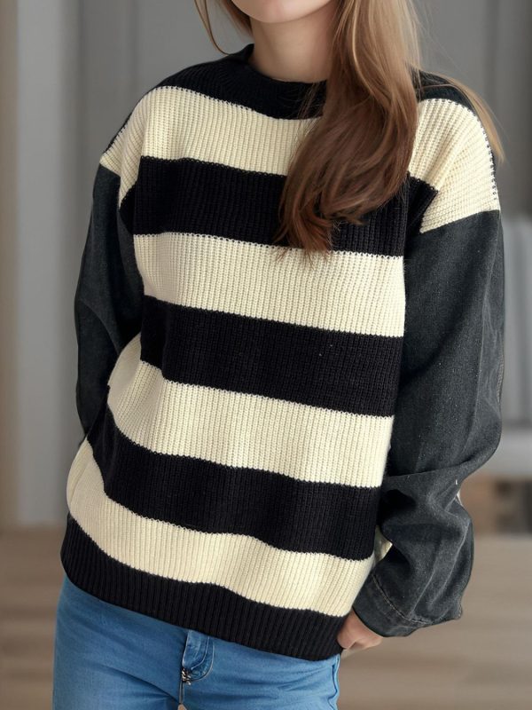 Hazel Blues® |  Contrast Round Neck Long Sleeve Sweater Online - Image 4